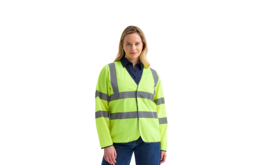 Hi-Vis Long Sleeve Safety Waistcoat - Pack of Two Waistcoats